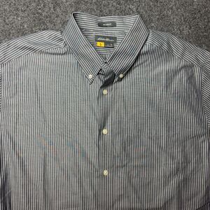 Eddie Bauer Shirt Mens Tall Large TL Relaxed Fit Gray Striped Long Sleeve Button